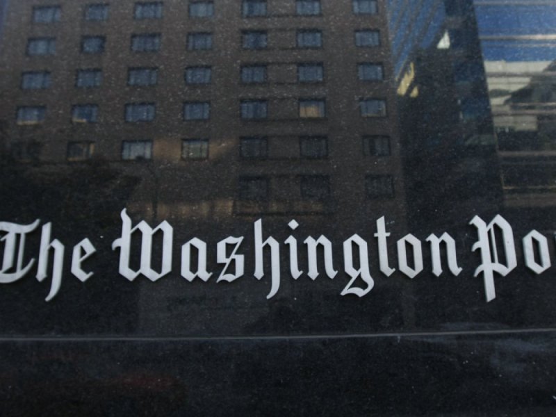 Logo der Washington Post am Washington Post Building