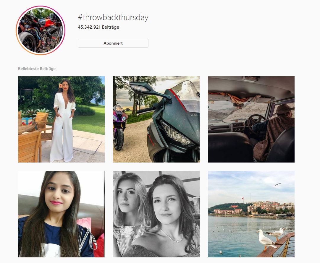 Instagram-Hashtag #throwbackthursday