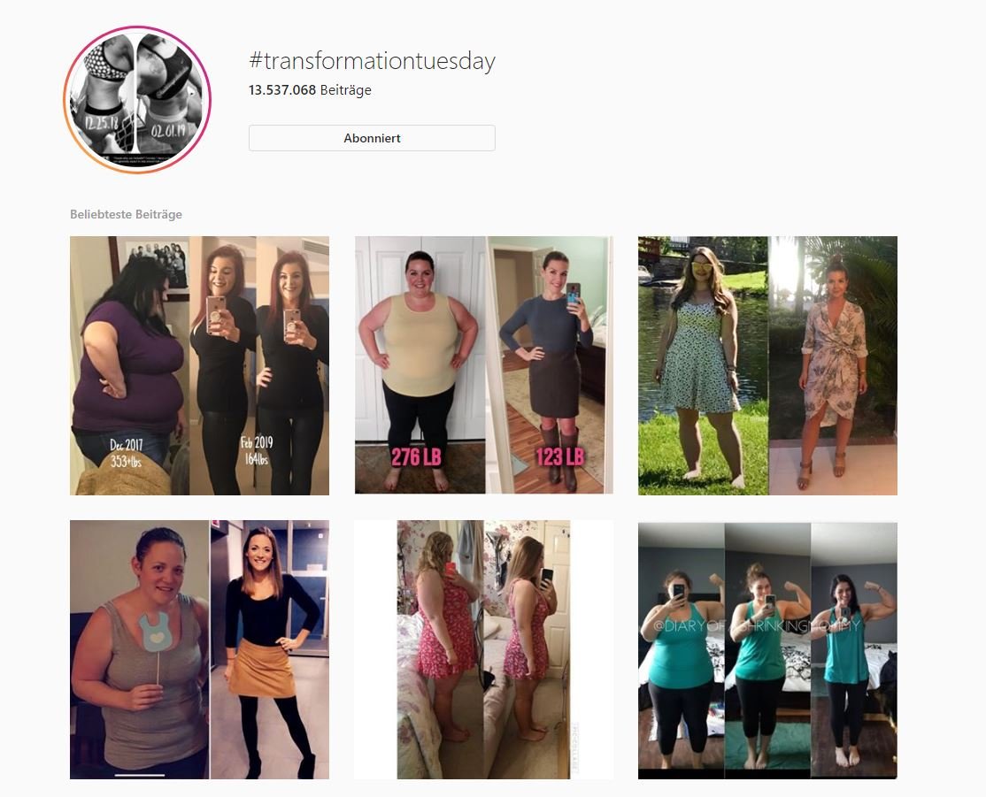 Instagram-Hashtag #transformationtuesday