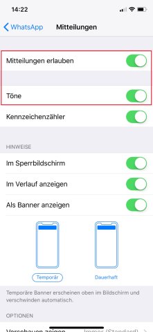 iPhone: Aktiviert eure Mitteilungseinstellungen, sonst gibt WhatsApp kein Ton!