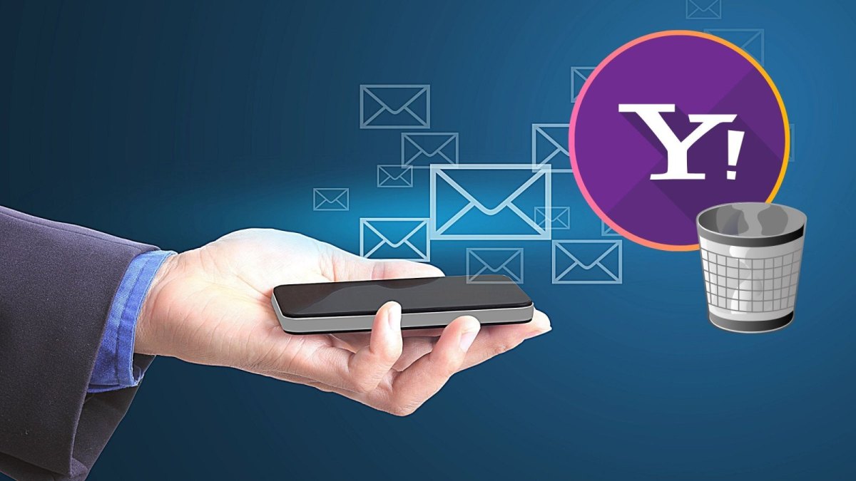 E-Mails von einem Smartphone und das Yahoo-Logo