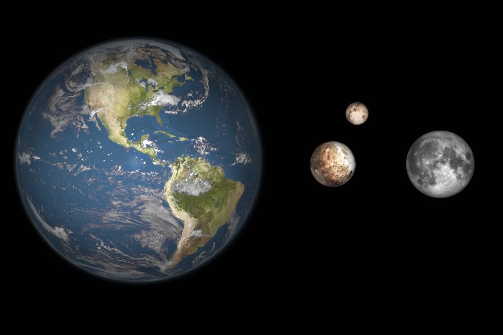 Erde, Mond, Pluto, Charon