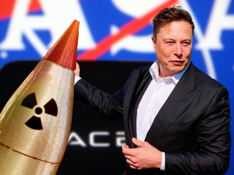 Elon Musk mit einer Atomrakete