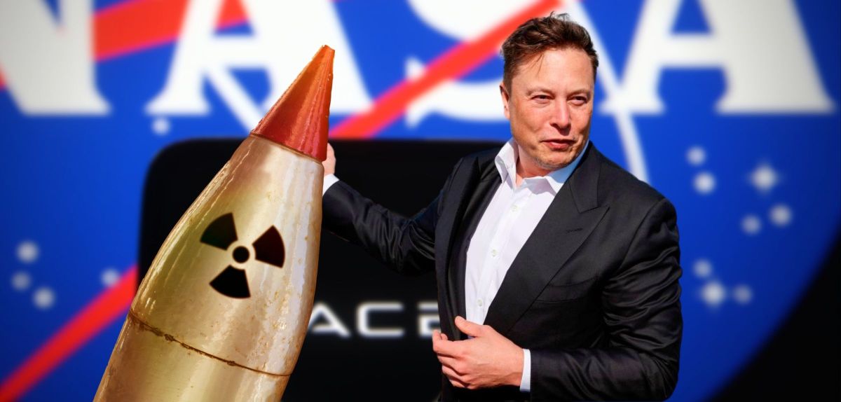 Elon Musk mit einer Atomrakete