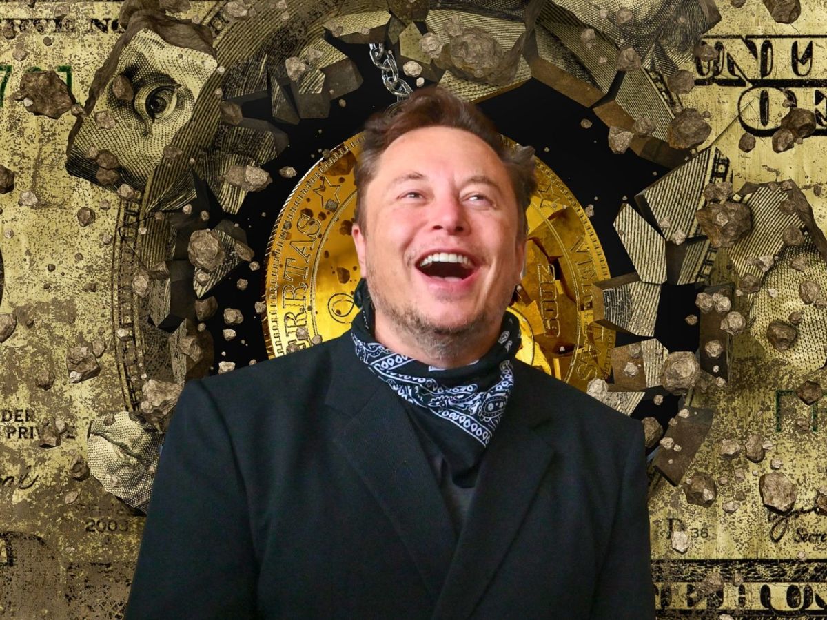 Elon Musk vor einem Dollarschein