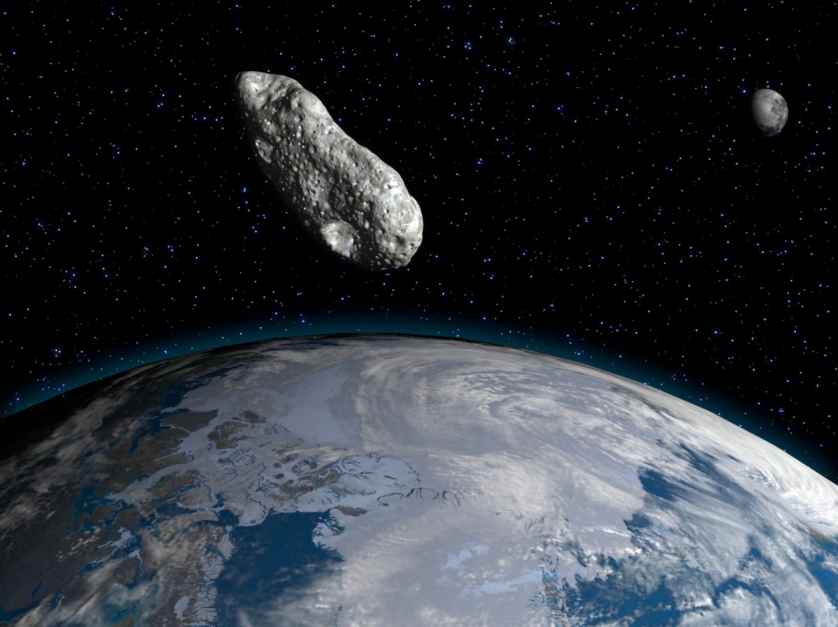 Erde, Mond und Asteroid
