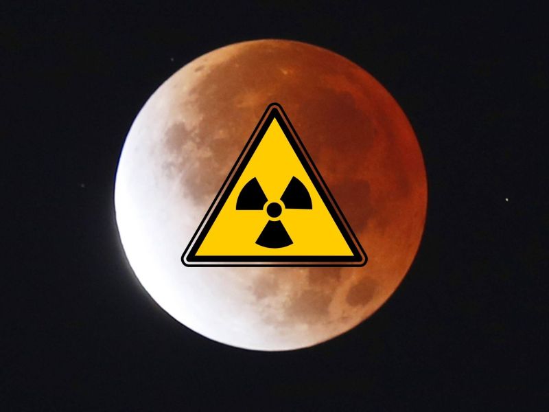 Atomkraftwerk-Logo auf dem Mond.