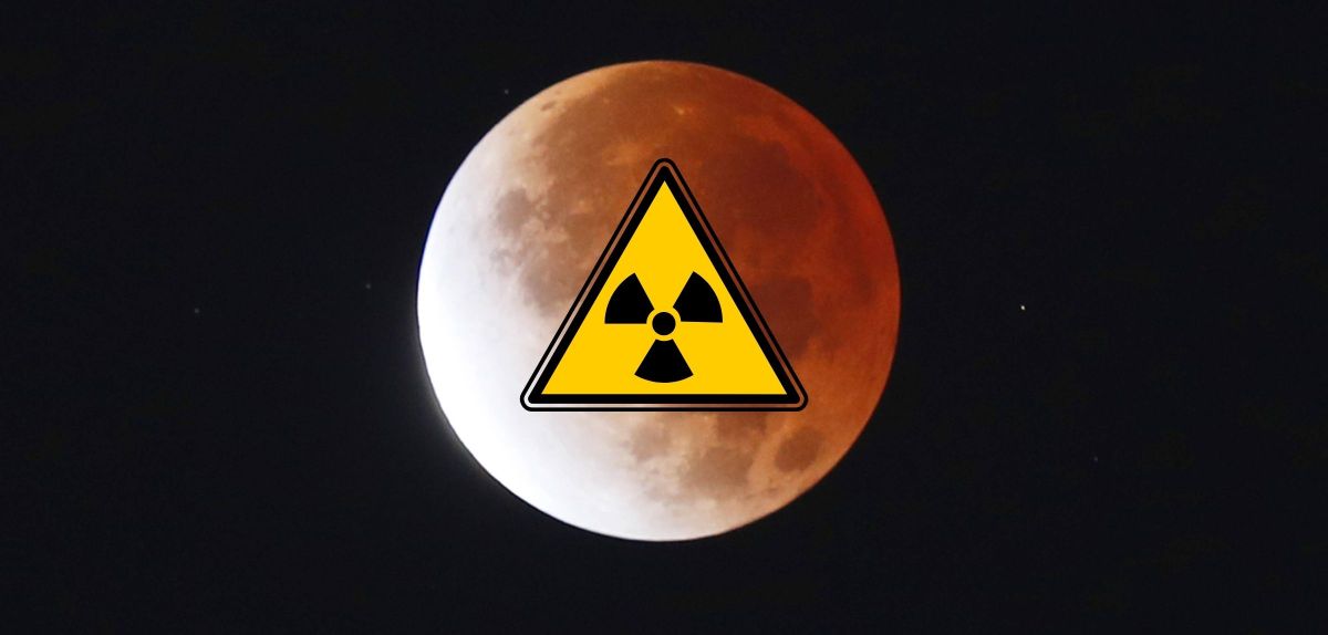 Atomkraftwerk-Logo auf dem Mond.