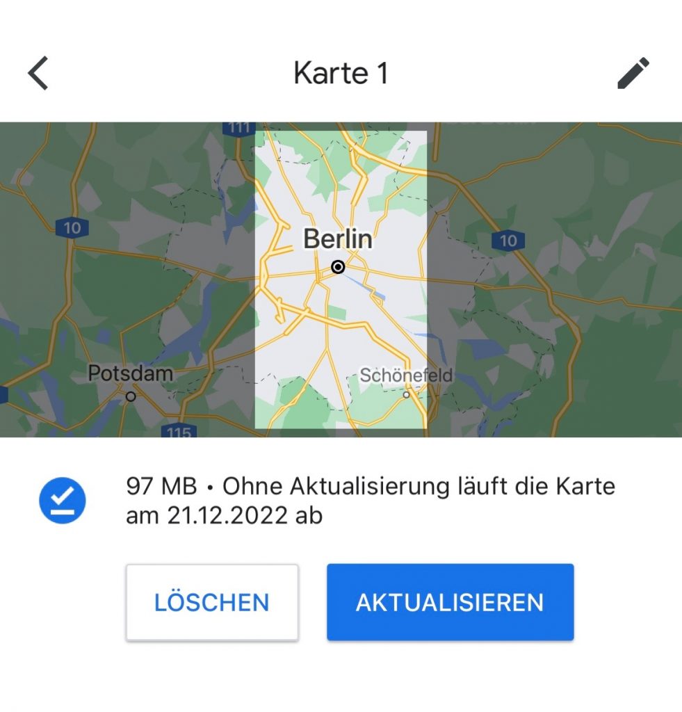 Google Maps Offline-Karten