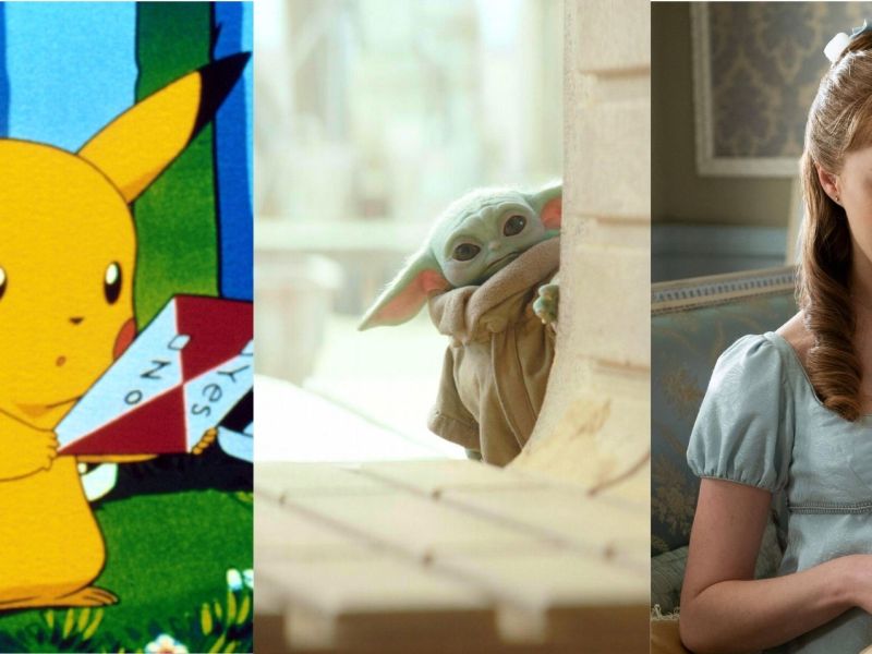 Symbolbild beliebteste Gifs 2021 (Pikachu, Daphne von Bridgerton und Baby Yoda)