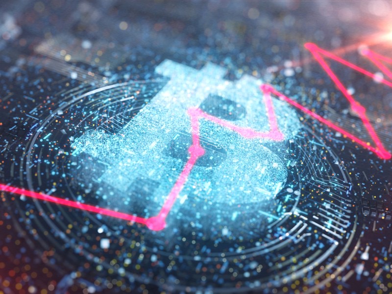 Bitcoin-Symbol und Kurskurve