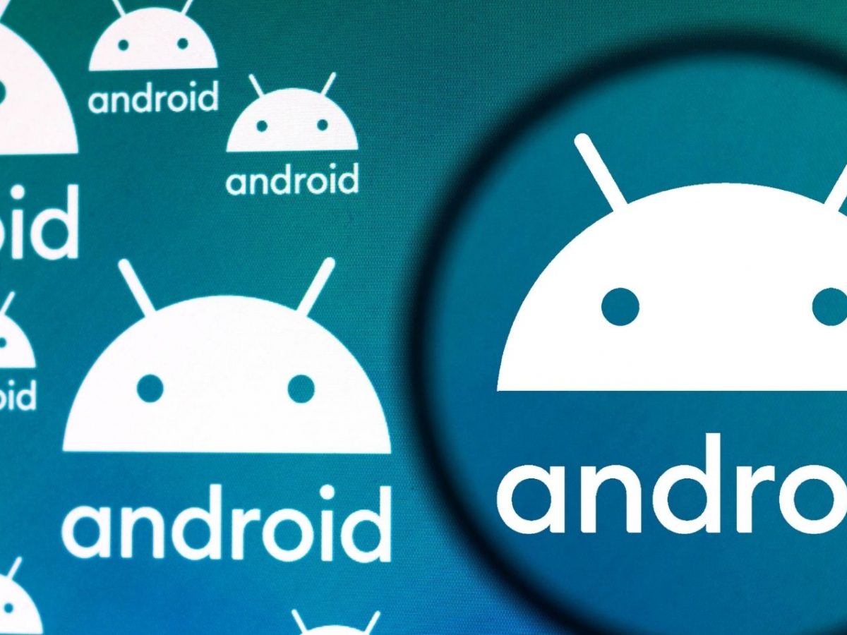 Android-Logo unter einer Lupe