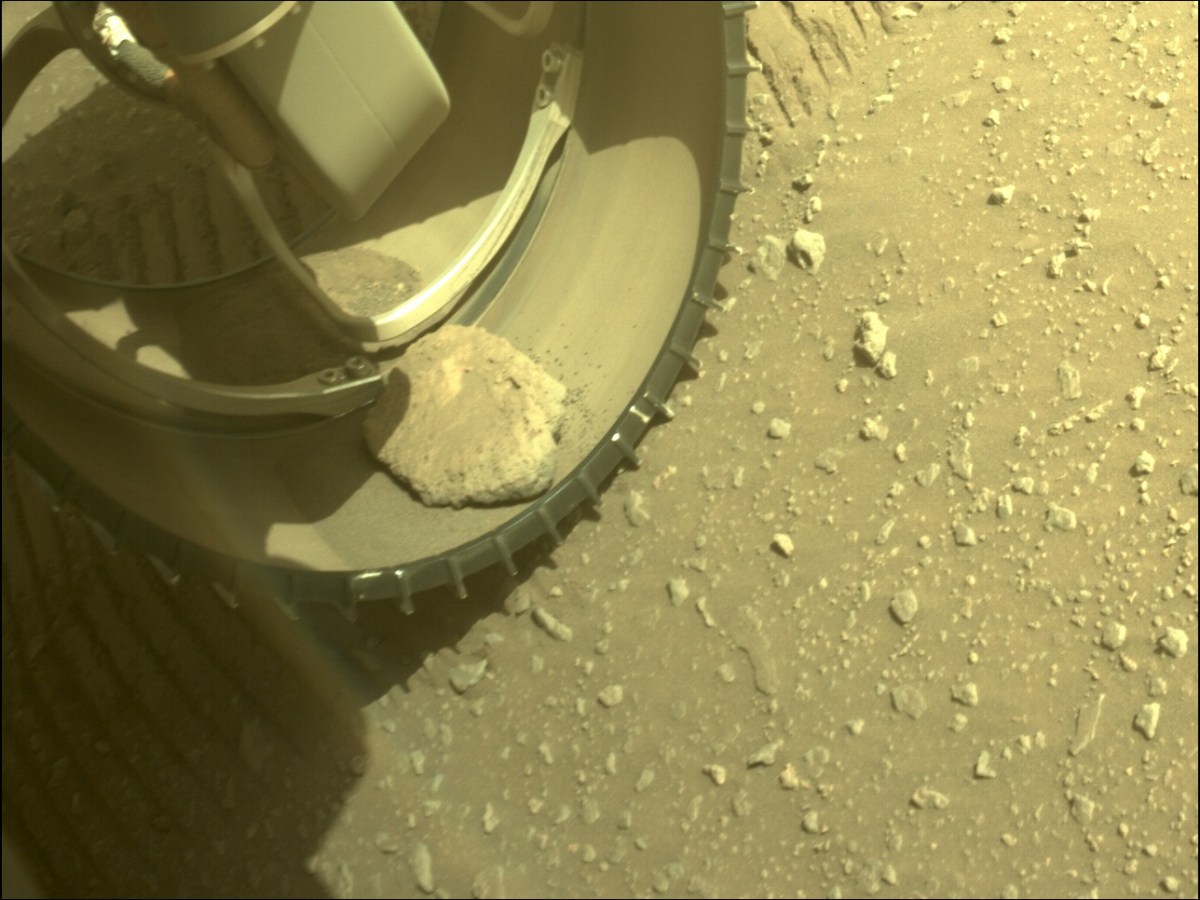 Mars-Rover mit Stein im Rad