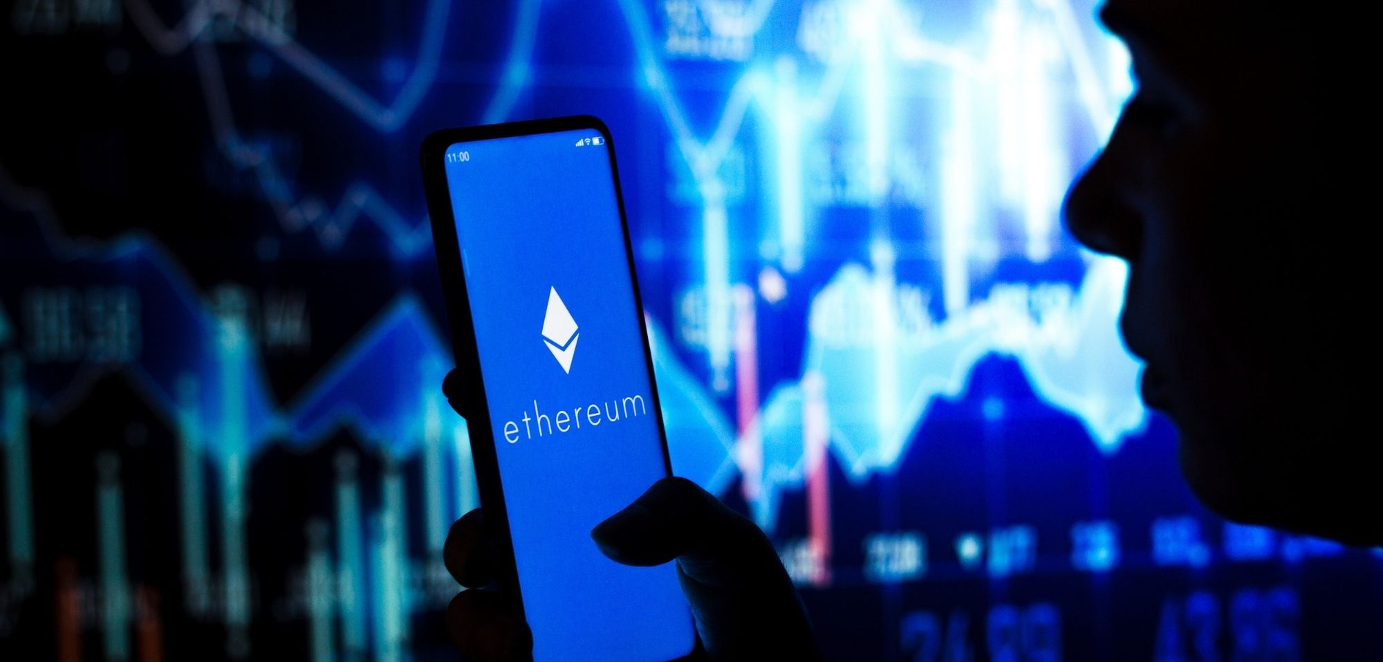 Ethereum-Logo auf einem Smartphone