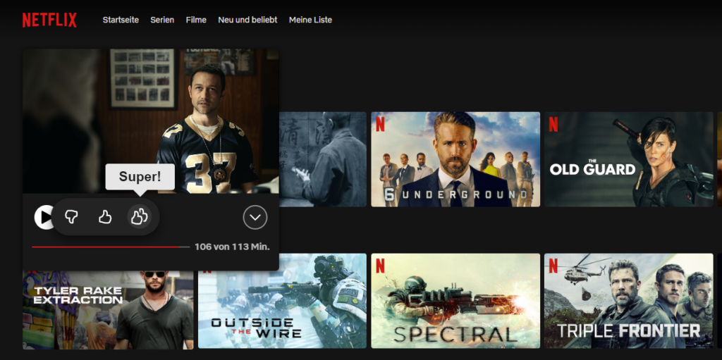 neue bewertungsfunktion netflix