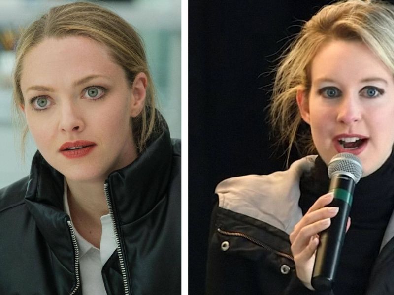 Amanda Seyfried von The Dropout und die echte Elizabeth Holmes.