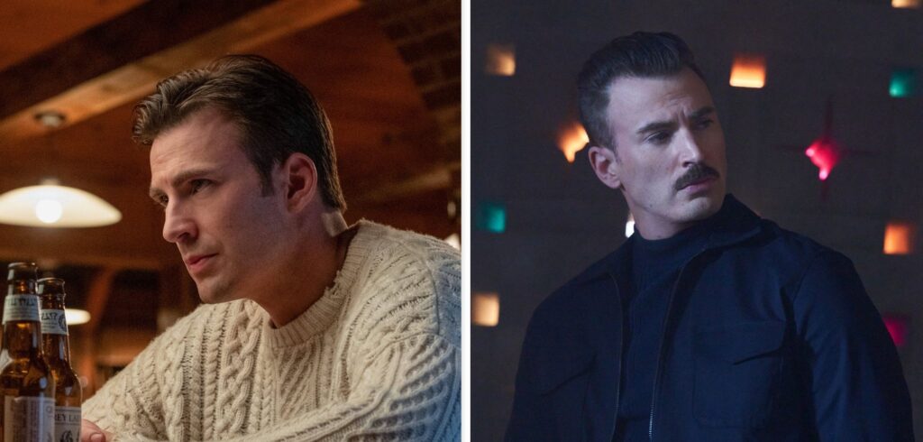 Links: Chris Evans als Ransom in "Knives Out". Rechts: Chris Evans in "The Gray Man".