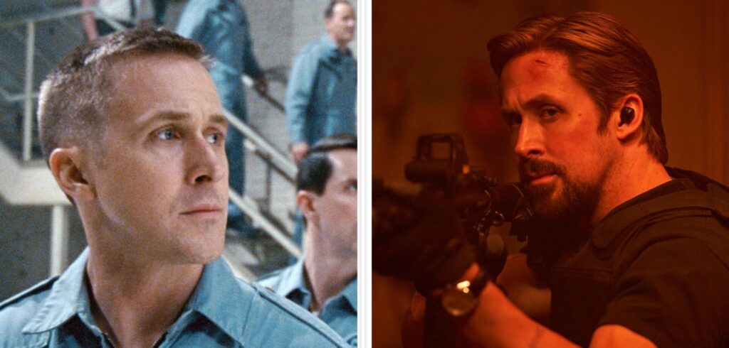Ryan Gosling als Neil Armstrong in Aufbruch zum Mond und in The Gray Man.