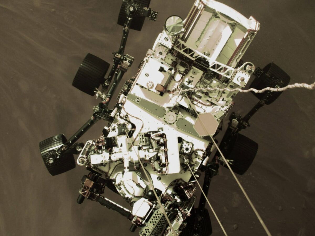 Aufnahme der Landung des Mars-Rovers Perseverance.