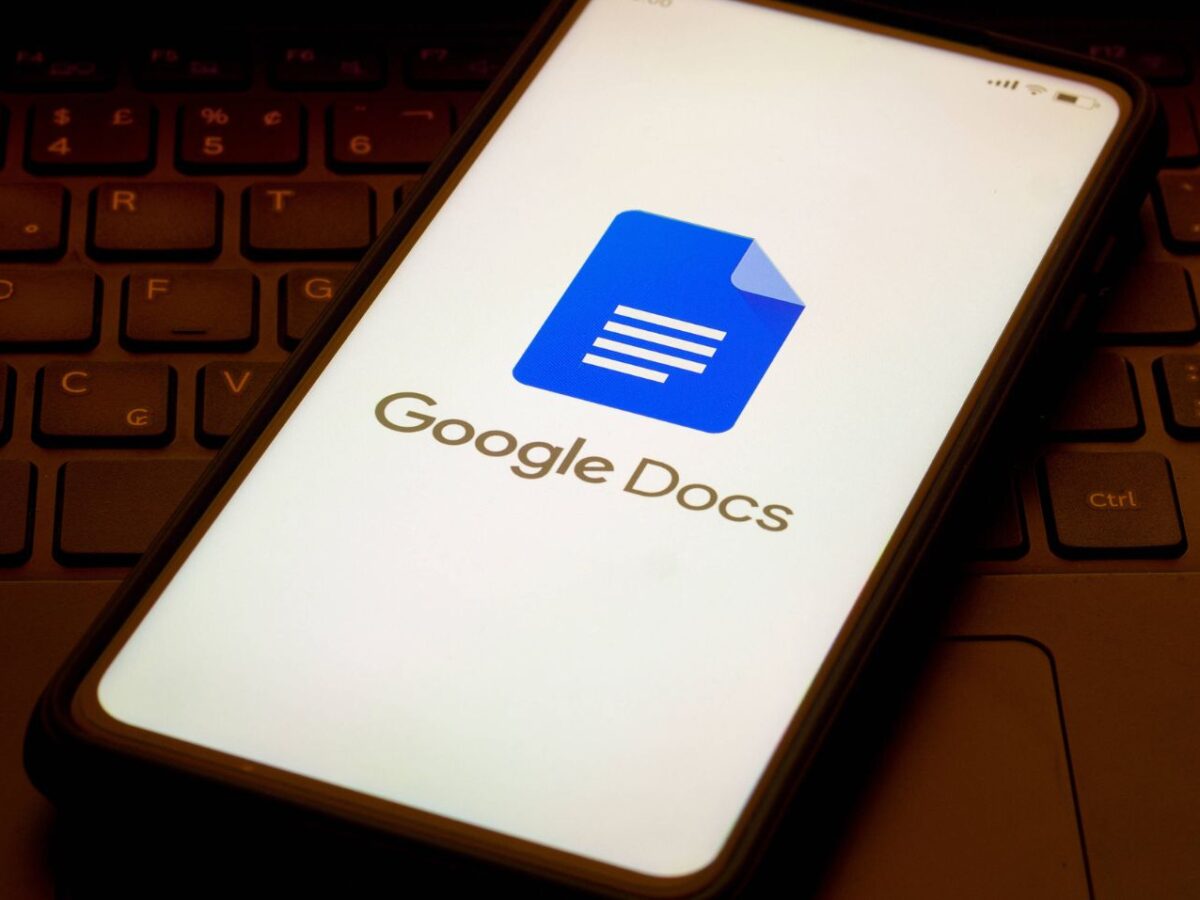 Logo von Google Docs auf einem Handy.