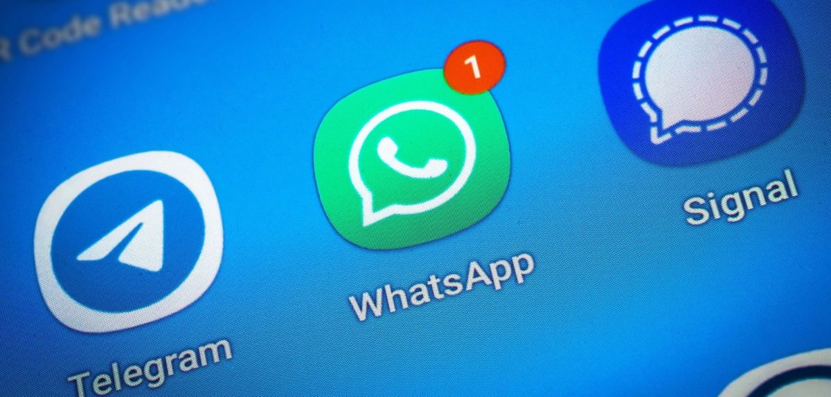 Telegram-, WhatsApp- und Signal-Icon.