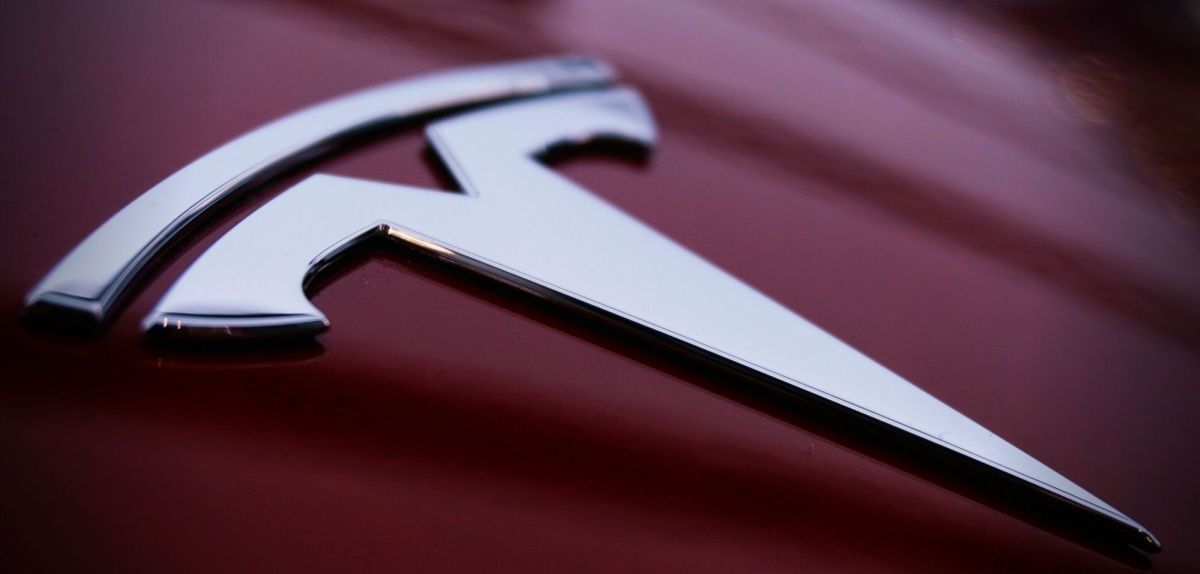 Tesla Logo auf Auto