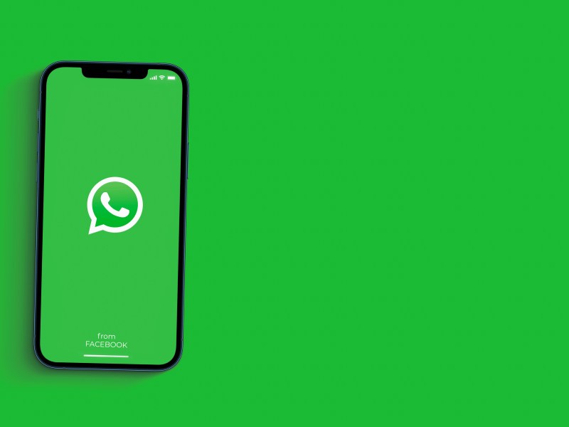 WhatsApp Logo auf einem Handy.