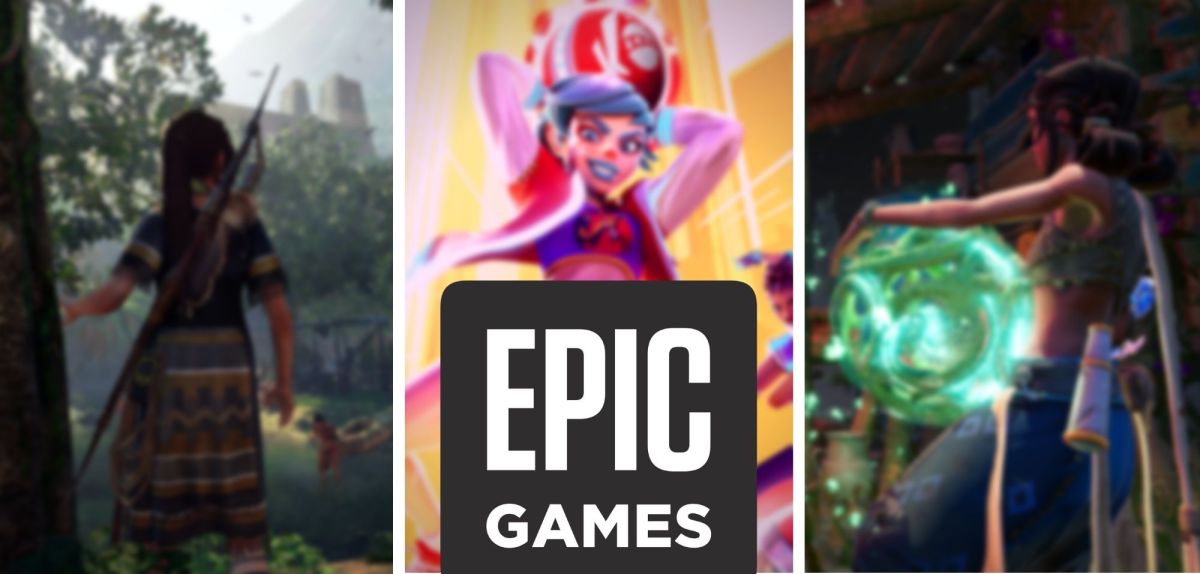 Epic Games-Logo überdeckt drei Videospiele