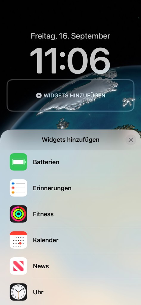 Widgets hinzufügen iOS 16