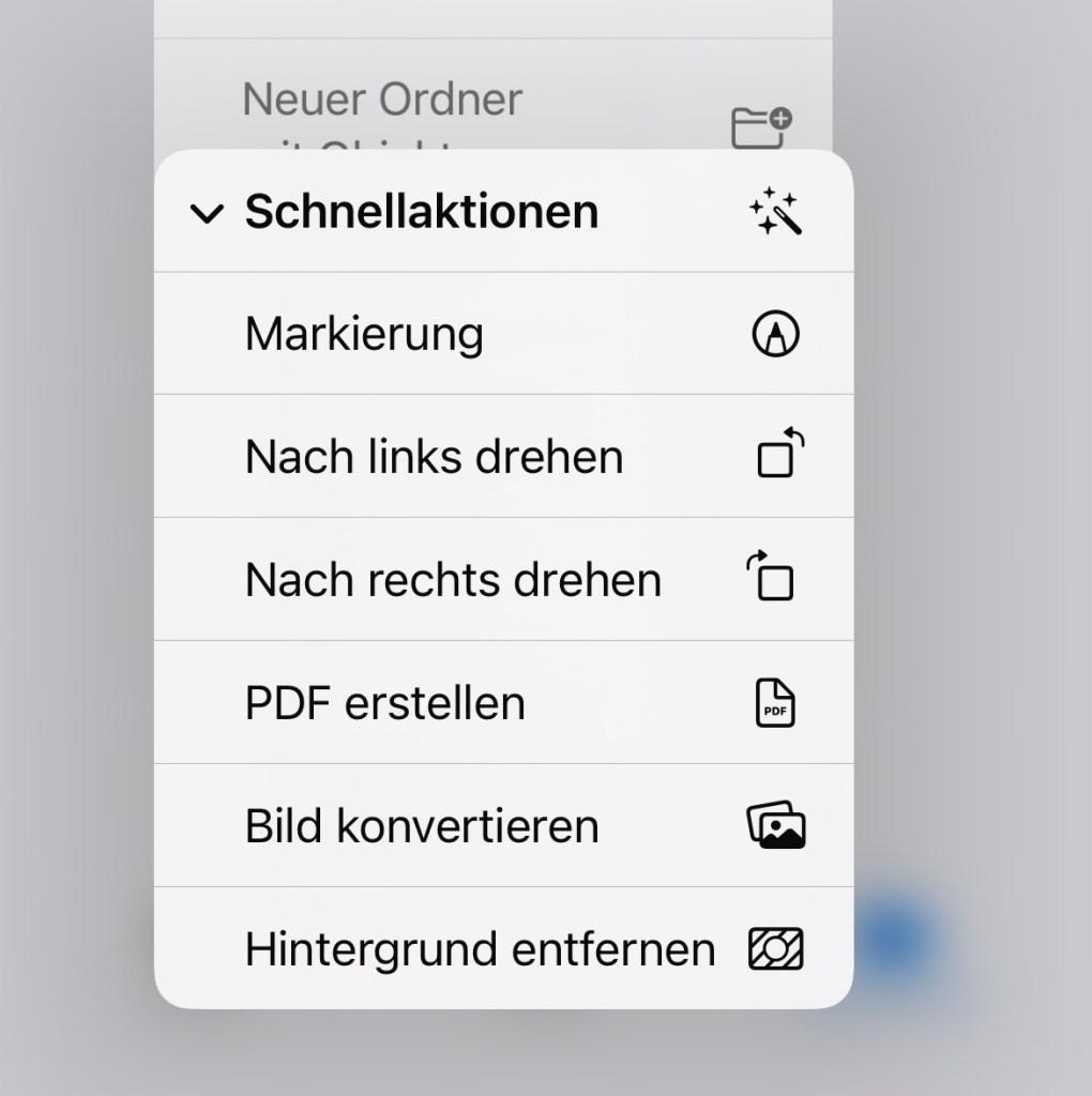 Schnellaktionen iPhone