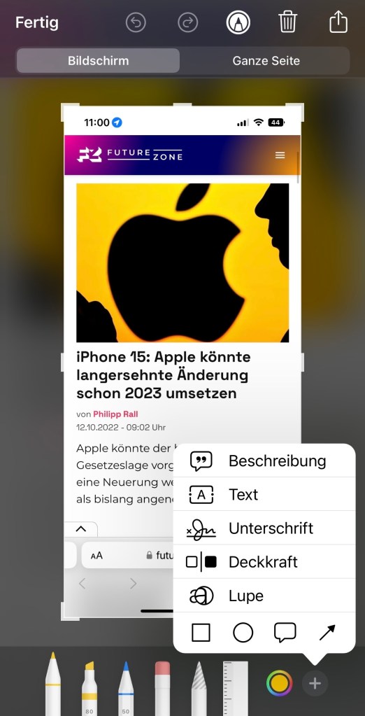 Mehr Optionen iPhone-Screenshots