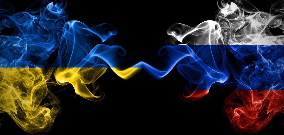 Russland Ukraine Flaggen