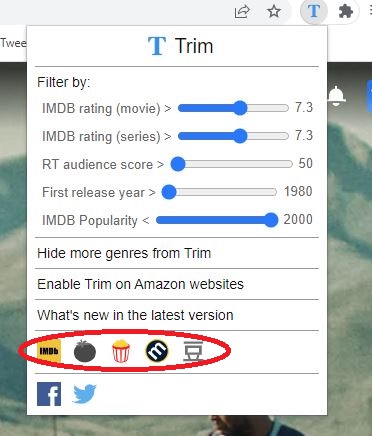 "Trim"-Symbole zu den verschiedenen Wertungsportalen.