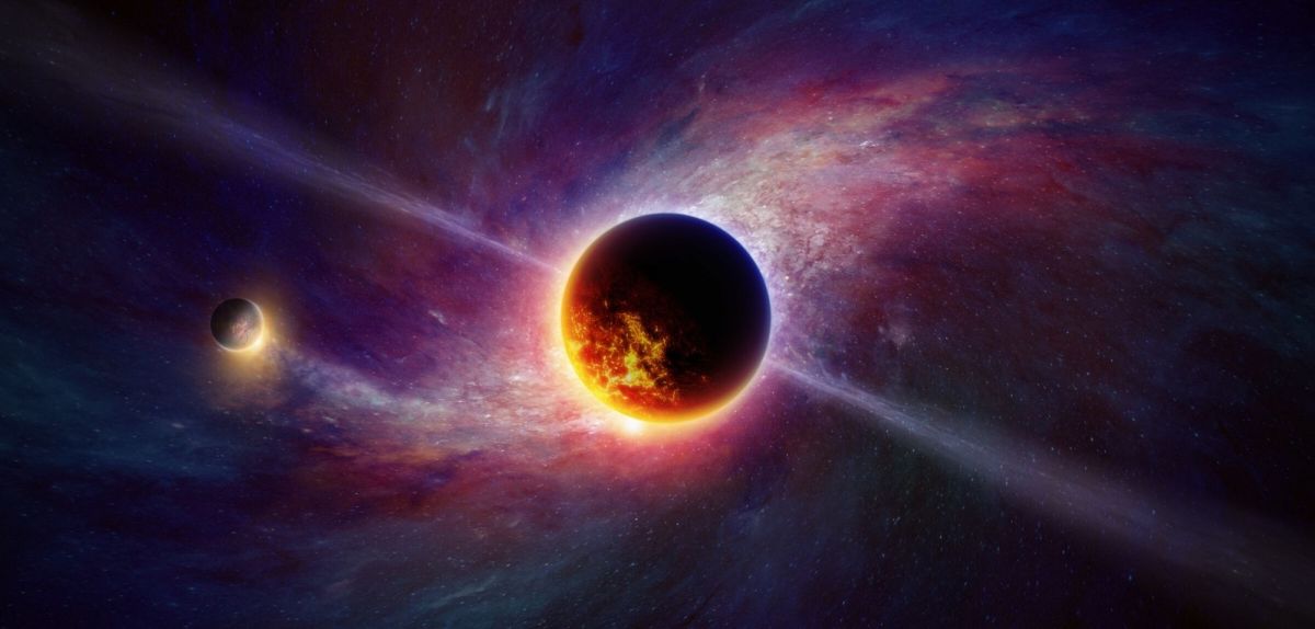 Symbolische Darstellung eines Exoplaneten im Weltall.
