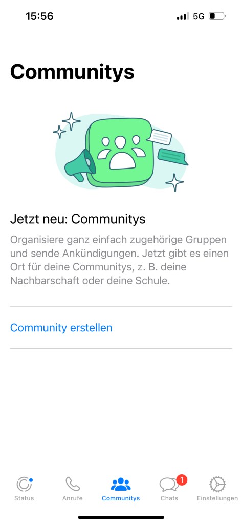 WhatsApp Community Übersicht iPhone 13 Pro 