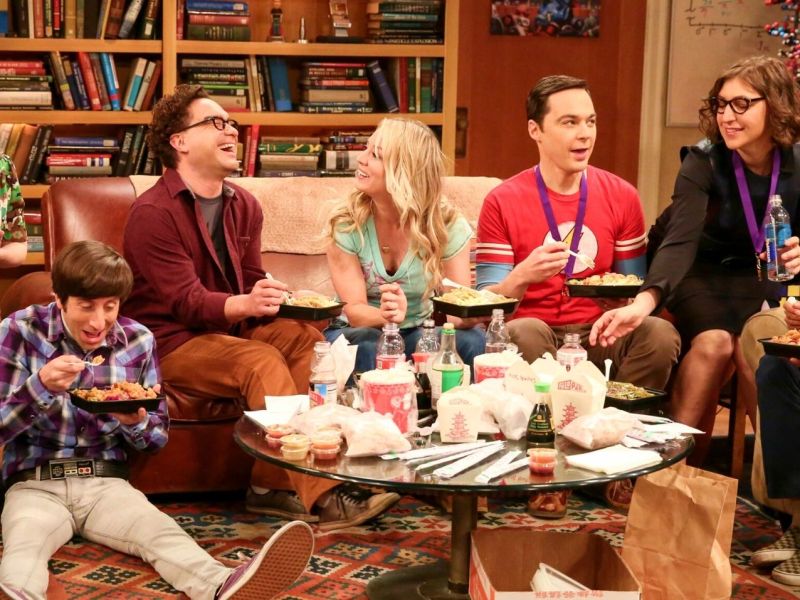 Szene mit der Hauptdarstellerriege aus "The Big Bang Theory".