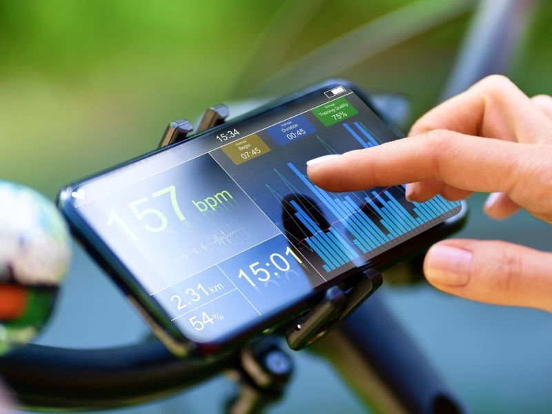 Fahrrad-App auf einem Handy