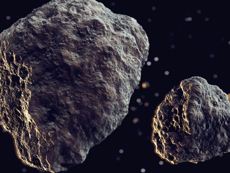 Zwei Asteroiden im Weltall