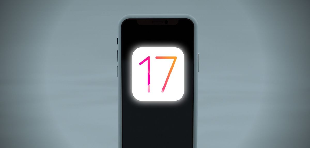 Symbolische Darstellung eines iOS 17-Logos auf einem Handy.