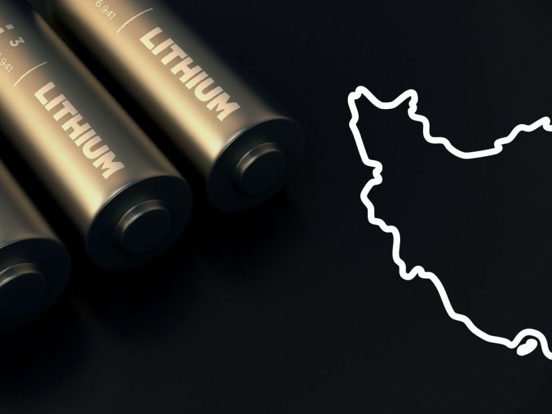 Lithium-Batterien und der Umriss des Iran