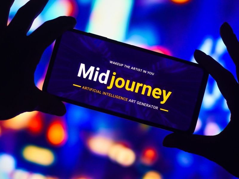 Midjourney Logo auf dem Handy