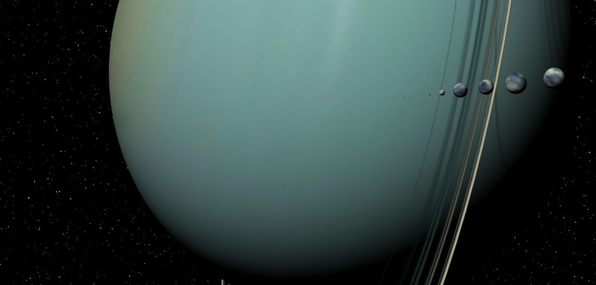 Planet Uranus mit einigen seiner Monde