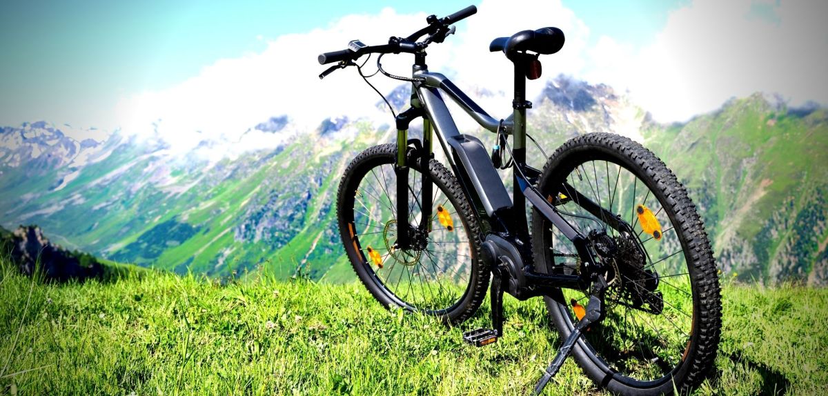 e-bike auf einer wiese