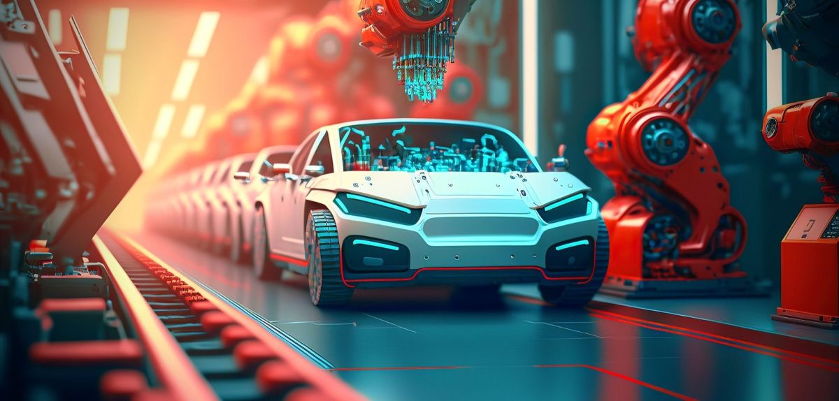 Fabrik-Produktionslinie für futuristische Elektroautos