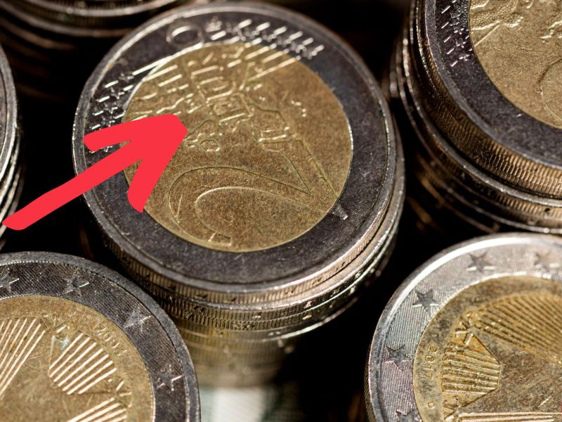 Mehrere Stapel 2-Euro-Münzen