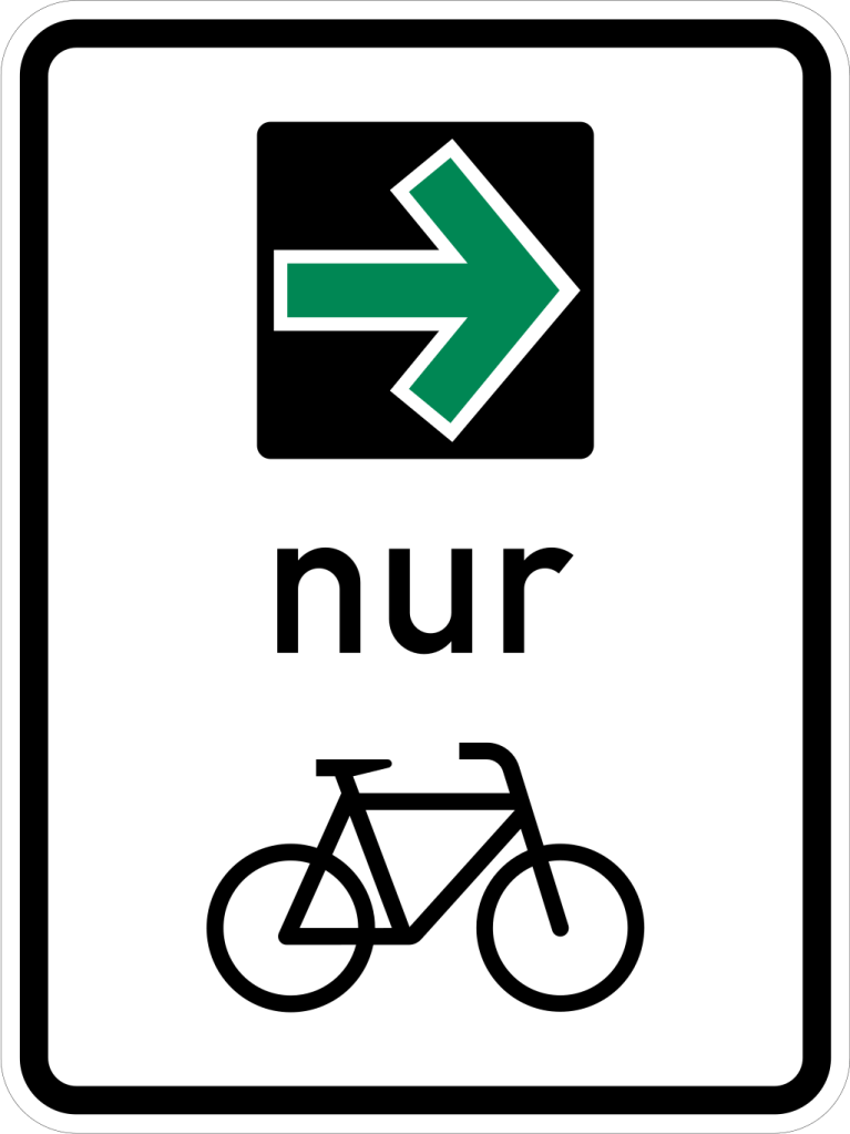 Verkehrsschild für das Abbiegen von Fahrradfahrer*innen