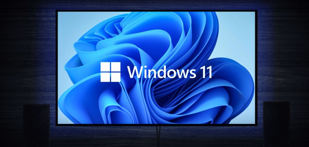 Windows 11-Logo auf einem Computer-Bildschirm.