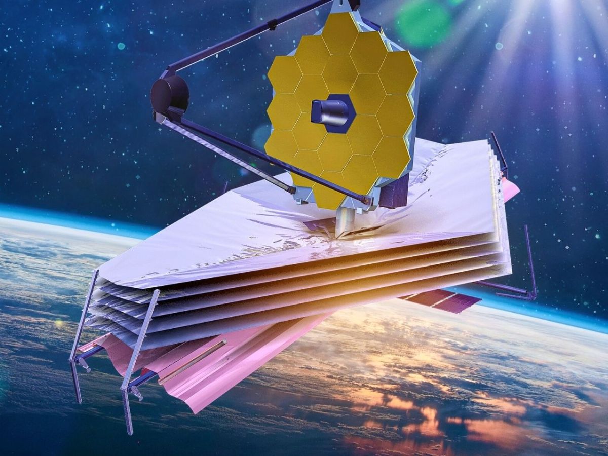 Grafische Darstellung des James-Webb-Teleskops.