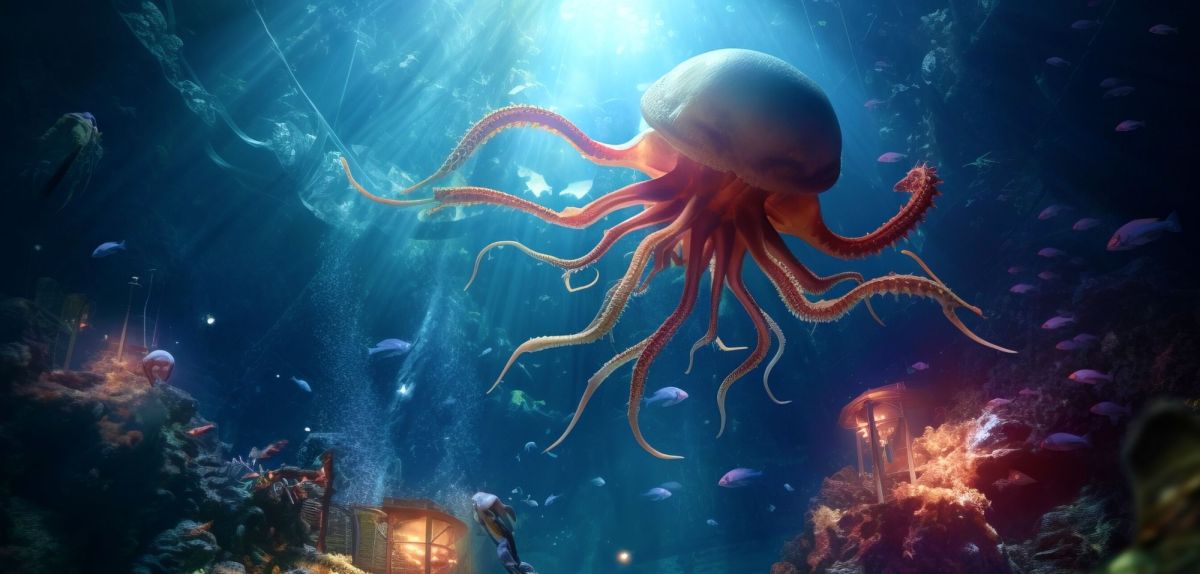 Quallenartiges Wesen in einer Unterwasser-Welt