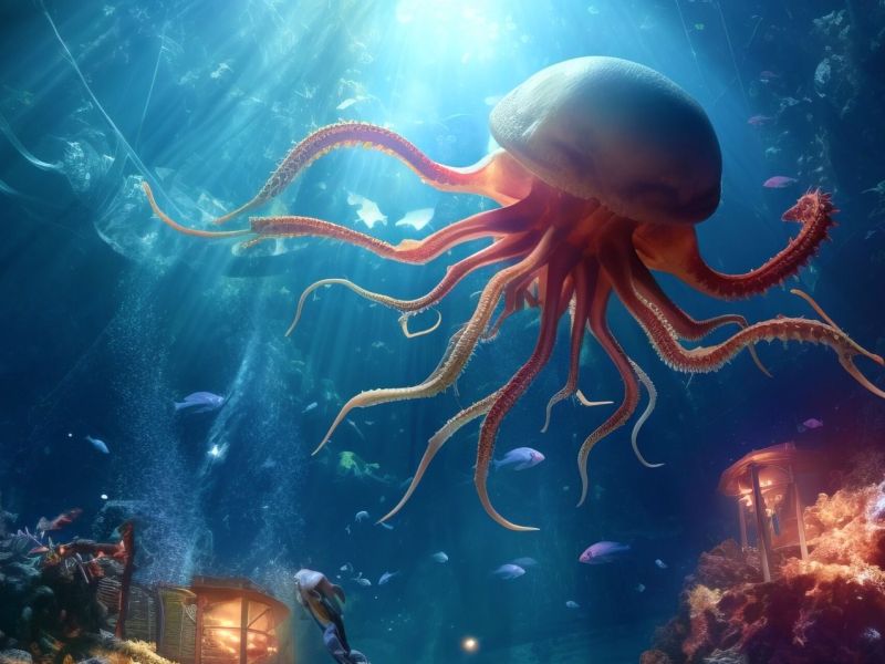 Quallenartiges Wesen in einer Unterwasser-Welt